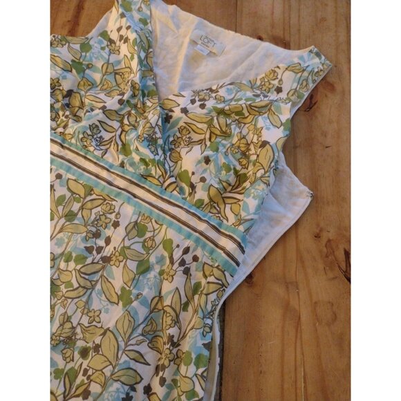 Ann Taylor LOFT Womens Petite Sleeveless V-Neck Floral Top 8P Green - Picture 9 of 11